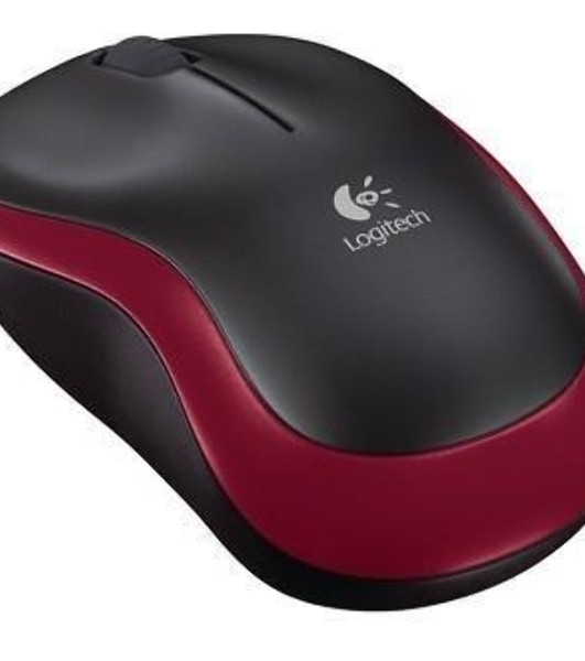 Мышь беспроводная Logitech M185, красный, 1000 dpi, радиоканал, USB, кнопки - 3