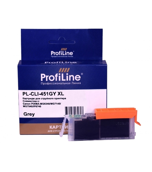 Картридж струйный совместимый ProfiLine PL-CLI-451GY XL для Canon PIXMA iP7240/MG5440/MG5540/MG6340/MG6440/MG7140/MX924 Grey водн PL