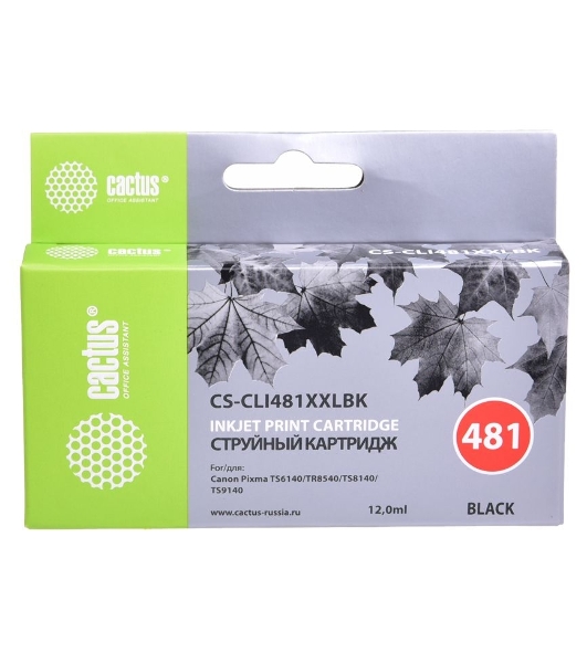 Картридж струйный Cactus CS-CLI481XXLBK черный (12 мл) для Canon Pixma TR7540/TR8540/TS6140/TS8140