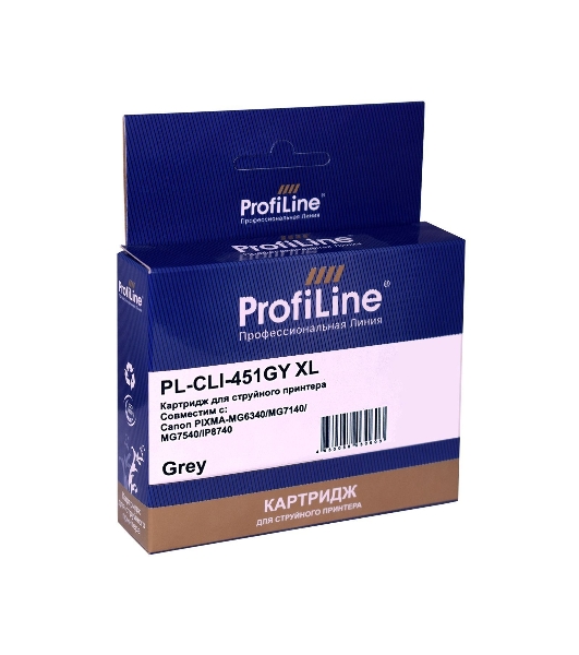 Картридж струйный совместимый ProfiLine PL-CLI-451GY XL для Canon PIXMA iP7240/MG5440/MG5540/MG6340/MG6440/MG7140/MX924 Grey водн PL