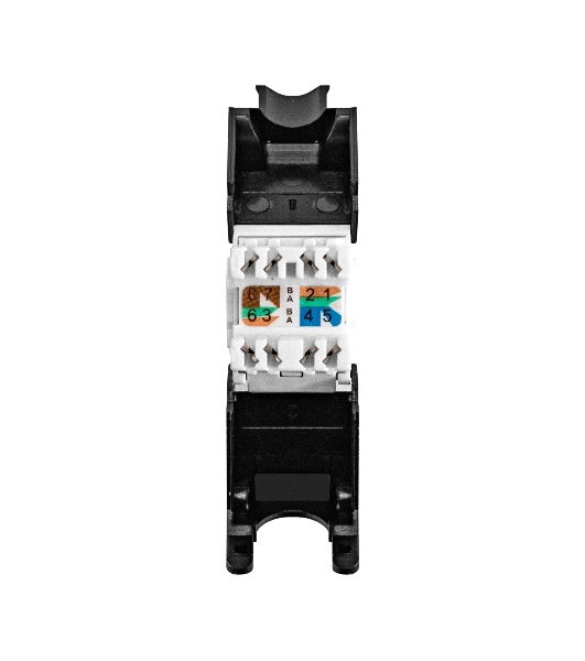 Модуль-вставка Keystone Jack RJ-45 ExeGate KJ-8P8C-U-C6-180-TL (Кат.6, неэкранированная, 180 градусов, IDC Toolless (без инструмента))