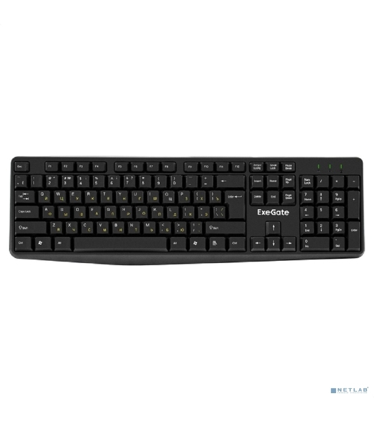 Клавиатура проводная ExeGate EX298364RUS Smart K120 (USB, полноразмерная, влагозащищенная, 104кл., Enter большой, длина кабеля 1,6м, черная, RTL)