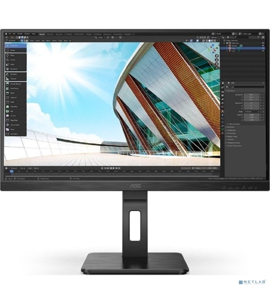 Монитор 27' AOC 27P2Q IPS 1920x1080, 75 Гц, 4 мс, 16:9, 250 кд/м2, 1хDVI, 1хDP, 1xHDMI, 1xVGA, 1x3.5 мм, черный