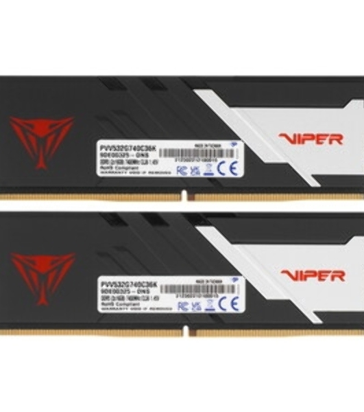 Оперативная память Patriot Viper Venom, DDR5, 32GB (2x16GB), 7400MHz, CL36, DIMM, с радиаторами, черный