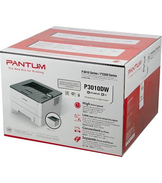 Принтер лазерный Pantum P3010DW, A4, ч/б, печ. до 30 стр/мин., 1200 x 1200 dpi, USB, RJ-45, Wi-Fi, NFC, проектная модель