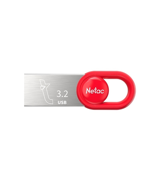 Флешка USB Netac UM2 (NT03UM2N-064G-32RE), 64Gb, USB 3.0, R/W 130/50, серебристый/красный