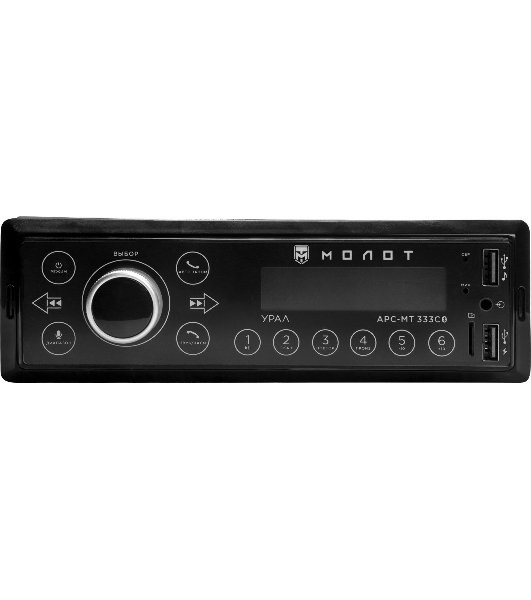 Автомагнитола Ural Молот АРС-МТ 333С, 1 DIN, Bluetooth, USB Type-A, AUX