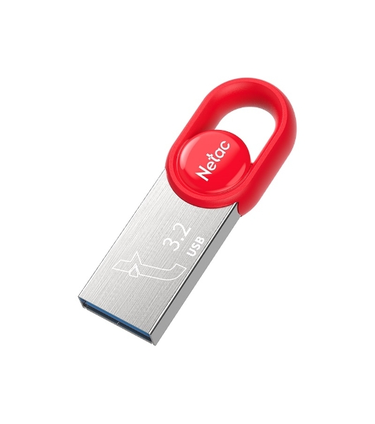 Флешка USB Netac UM2 (NT03UM2N-064G-32RE), 64Gb, USB 3.0, R/W 130/50, серебристый/красный