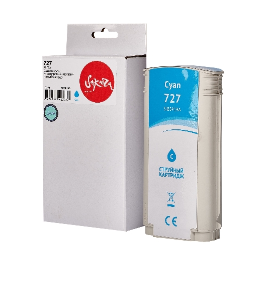 Картридж струйный Sakura B3P19A (№727 Cyan) для HP, голубой, 130 мл.