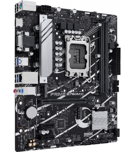 Материнская плата ASUS PRIME B760M-K, LGA 1700, Intel B760, 2xDDR5, 4xSATA, 2xM.2, 1xPCIe 4.0 x16, 2xPCIe x1, 1xHDMI, 1xVGA, 1x 2.5Gb LAN, 2xUSB-A 3.2 Gen 1, 2xUSB-A 2.0, 3x3.5 мм, 7.1, mATX