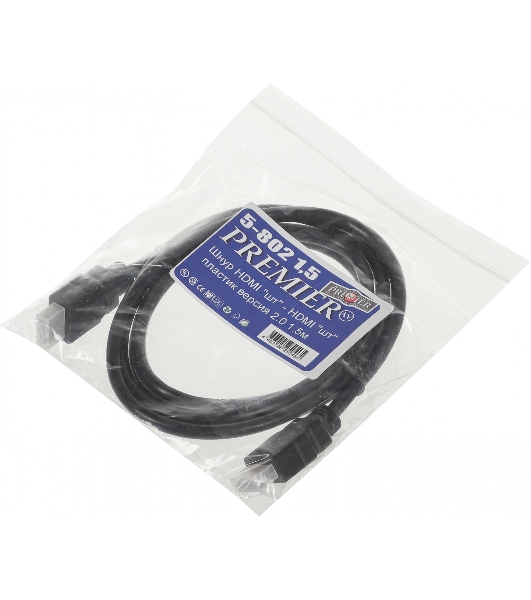 Кабель соединительный аудио-видео Premier 5-802 HDMI (m)/HDMI (m) 1.5м. черный (5-802 1.5)