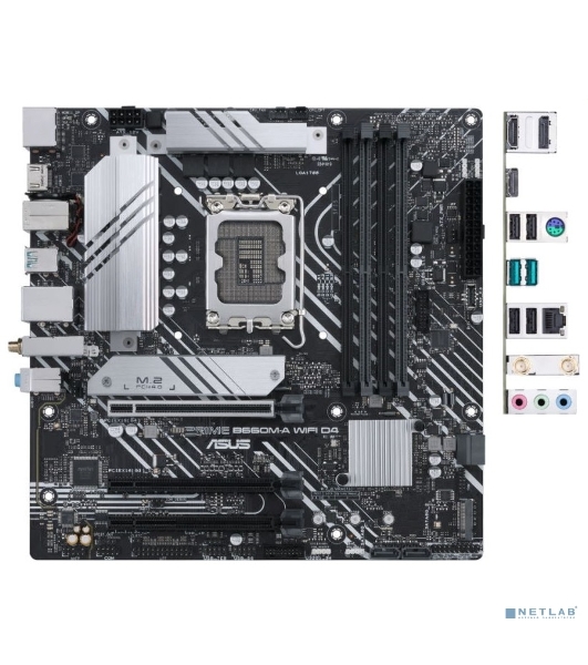 Материнская плата ASUS PRIME B660M-A WIFI D4, Socket LGA 1700, Intel B660, 4xDDR4, 4xSATA, 2xM.2, 1xPCIe 4.0 x16, 1xPCIe 3.0 x16, 1xDP, 2xHDMI, 1x 1Gb LAN, 2xUSB-A 3.2 Gen 2, 4xUSB-A 2.0, 3x3.5 мм, 7.1, mATX