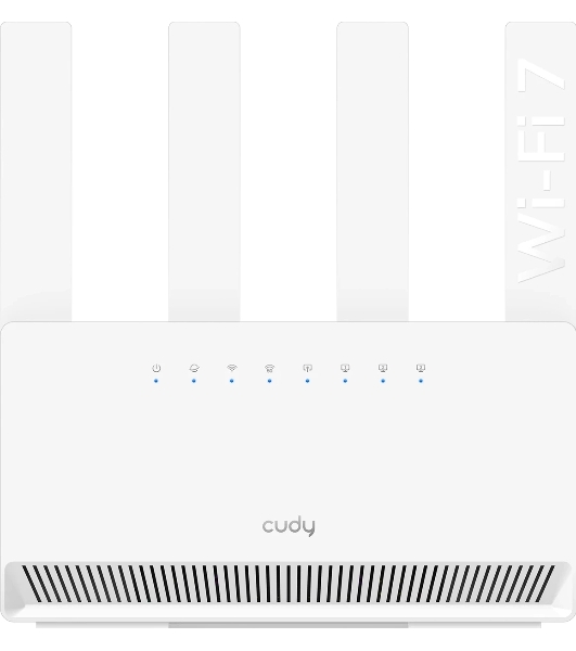 Маршрутизатор Cudy BE3600 Gigabit Dual Band Wi-Fi 7 Mesh Router, Chipset Broadcom, 802.11be/ax/ac/a/b/g/n, 2882Mbps at 5GHz + 688Mbps at 2.4GHz, 4 x 10/100/1000Mbps Ports, 4 x 5dBi fixed antennas, WiFi router/AP/Repeater/WISP Mode, PPTP/L2TP/OpenVPN/WireGuard, MLO, MU-MIMO, Guest network, WPS, DDNS, IPv6, IPTV, WOL, WPA3, TR069/TR098/TR111/TR181, Cudy APP