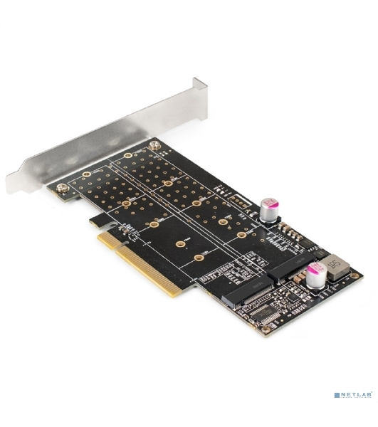Переходник ExeGate EXE-597E2 (2 x M.2 M key -> PCI-E x8 v3.0, для установки двух SSD M.2 2230/2242/2260/2280/22110 M key NGFF в слот PCI-E, материнская плата должна быть c функции Bifurcation PCI-E)