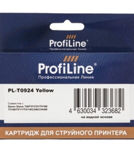 Чернила PL-T0634/T0734/T0924/T1284 для принтеров Epson Yellow C67/C79/C87/C91/CX3700/CX4100/CX4300/CX4700/CX3900/CX3905/CX4900/TX106/TX109/TX117/TX119/T26/T27 S22/SX125/SX130/SX420W/SX425W/Office BX305F/BX305FW пигментные 250 мл ProfiLine