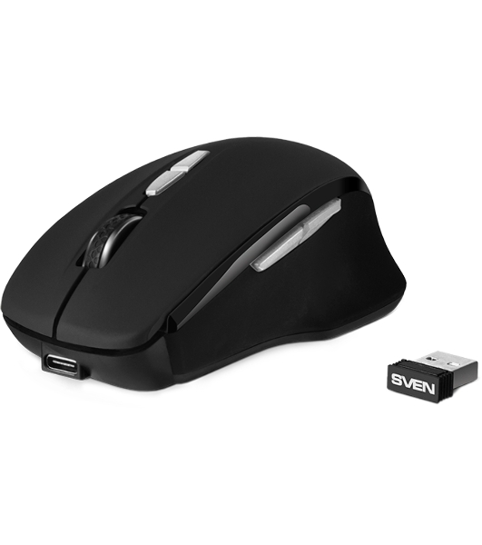 Мышь беспроводная SVEN RX-590SW черный, 1600 dpi, радиоканал, Bluetooth, USB, кнопки - 7