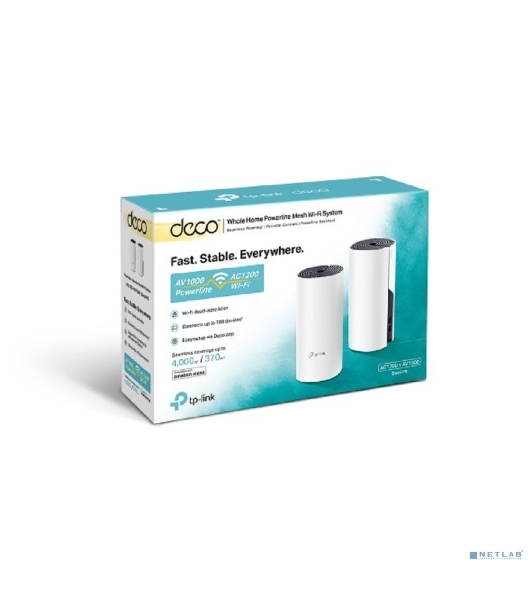 Бесшовный Mesh роутер TP-Link DECO P9 (2-PACK) AC1200 10/100/1000BASE-TX белый (упак.:2шт)