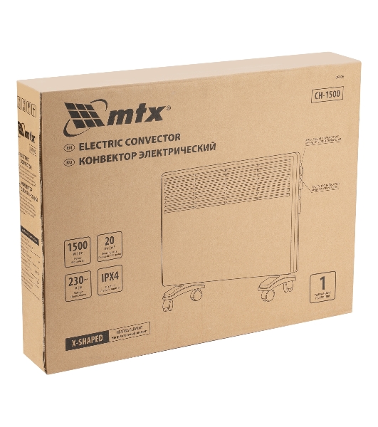 Конвектор электрический MTX CH-1500, белый, 1500 Вт, 20 м2, термостат