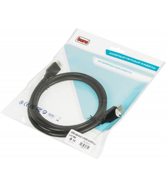 Кабель аудио-видео Buro HDMI (m)/HDMI (m) 1.5м. позолоченные контакты черный HDMI 2.0 BHP