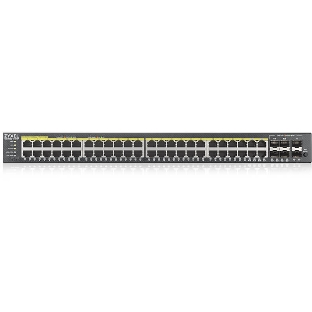 Коммутатор гибридный L2 PoE+ Zyxel NebulaFlex Pro GS2220-50HP, rack 19', 44xGE PoE+, 4xCombo (SFP/RJ-45 PoE+), 2xSFP, бюджет PoE 375 Вт, автономное/облачное управление