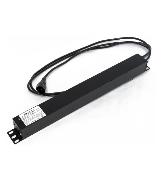 Hyperline SHE19-8SH-S-2.5IEC Блок розеток для 19' шкафов, горизонтальный, с выключателем с подсветкой, 8 розеток Schuko (10A), 250В, кабель питания 3х1.0мм2, длина 2.5 м, с вилкой IEC 320 C14, 482.6x4