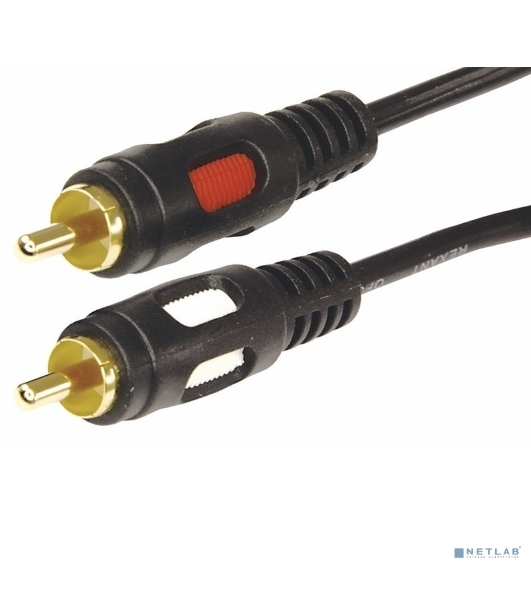 Шнур Rexant 2 RCA - 2 RCA, длина 5 м етров, черный (GOLD)