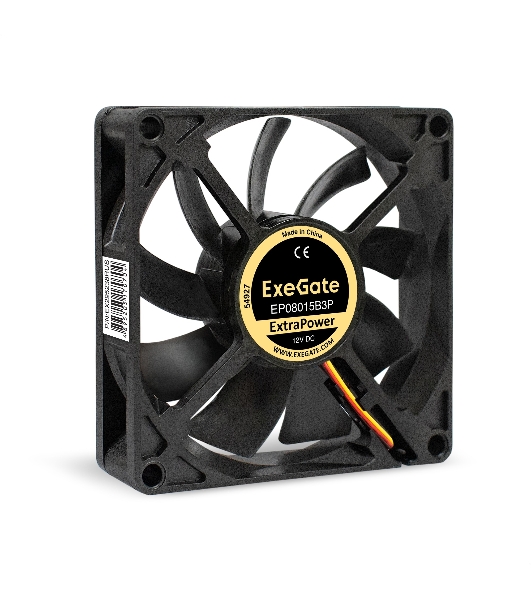 Вентилятор для корпуса ExeGate ExtraPower EP08015B3P черный, 80 мм, 2600 об/мин, 26 дБ, 3 pin