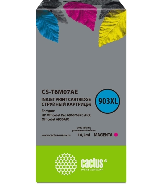 Картридж струйный Cactus CS-T6M07AE №903XL пурпурный (10 мл) для HP OJP 6950/6960/6970