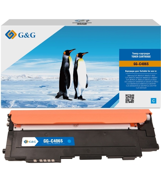 Картридж лазерный G&G GG-C406S голубой (1000 стр.) для Samsung CLP-360/362/363/364/365/367/368 CLX-3300/3302/3303/3304/3305/3307