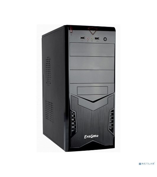 Компьютерный корпус Miditower ExeGate CP-601 Black, ATX, (без БП), 2хUSB, Audio