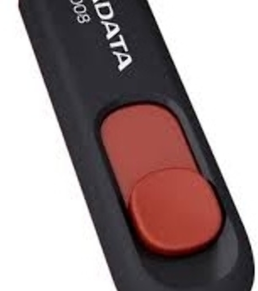 Флешка USB ADATA С008 (AC008-64G-RKD), 64Gb, USB 2.0, R/W 15/5, черный/красный