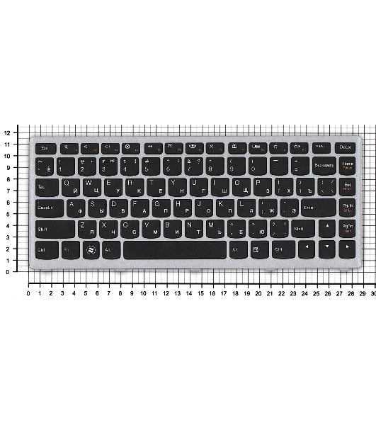 Клавиатура для ноутбука Lenovo IdeaPad U410 черная с серебристой рамкой