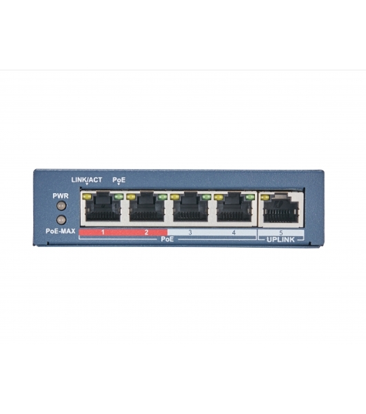 Коммутатор Hikvision DS-3E0105P-E(B), 4×100 Мбит/с PoE + 1×100 Мбит/с Uplink, неуправляемый