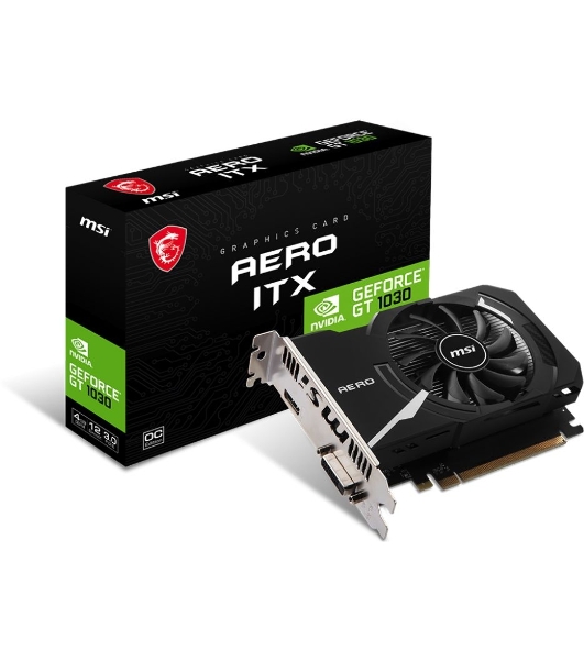 Видеокарта MSI GT 1030 AERO ITX 4GD4 OC Nvidia GT 1030 4Gb, DDR4, PCI-E 3.0, HDMIx1 DVIx1 HDCP