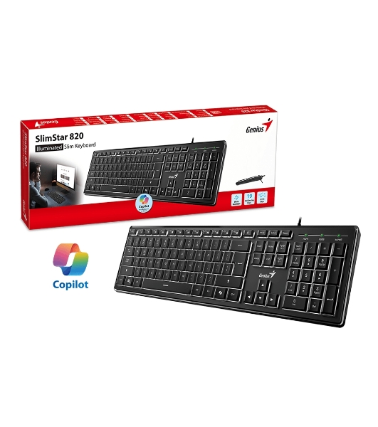 Клавиатура проводная Genius SlimStar 820, черный, USB, 104 клавиши 31310055402