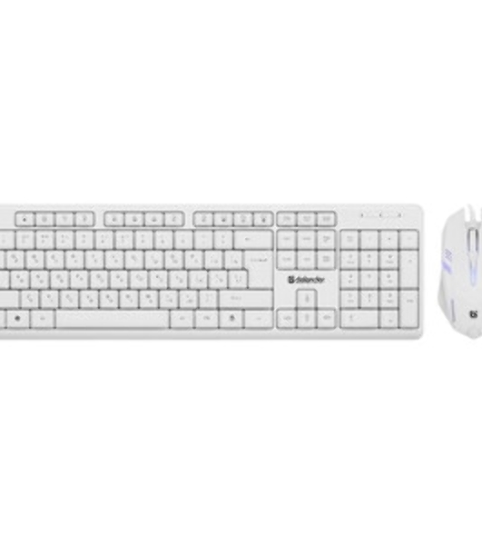 Комплект клавиатура+мышь Defender Motion C-977 проводной, USB, 1600 DPI, белый