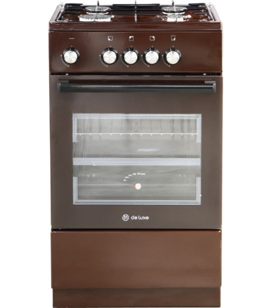 Плита газовая De Luxe 5040.48Г (Щ) 014 коричневый, конфорок 4 шт, духовка 46 л, 50 см x 85 см x 50 см