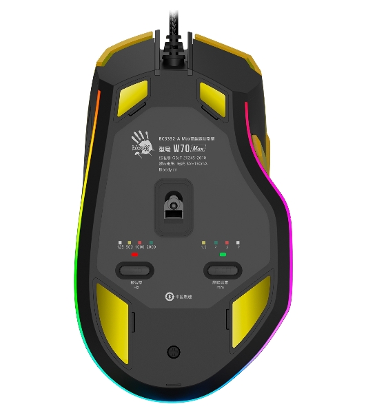 Мышь проводная A4Tech Bloody W70 Max желтый/черный, 10000 dpi, USB, кнопки - 9