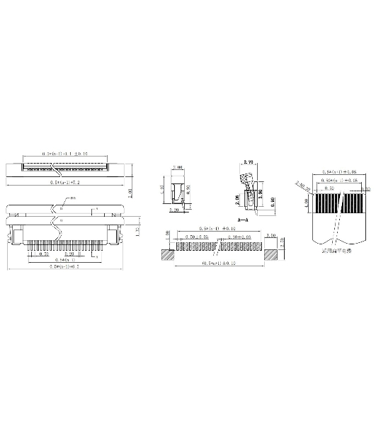 Разъем FPC Half Coverage Bottom Contact 1.0K-BX-28PWB 28 pin высота 2мм шаг 1мм