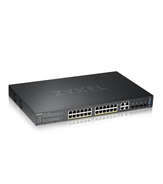 Коммутатор гибридный L2 PoE+ Zyxel NebulaFlex Pro GS2210-28HP, rack 19', 24xGE PoE+, 4xCombo (SFP/RJ-45), бюджет 375 Вт, автономное/облачное управление