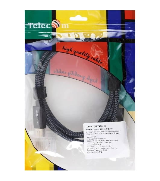 Кабель DisplayPort M-> HDMI M 4K@60Hz 1.8m Telecom,оплетка (TA561M-1.8M)