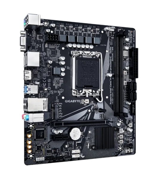 Материнская плата Gigabyte H610M S2H V2, LGA 1700, Intel H610, 2xDDR5, 4xSATA, 1xM.2, 1xPCIe 4.0 x16, 1xPCIe x1, 1xHDMI, 2xDP, 1xD-Sub, 1x 1Gb LAN, 2xUSB-A 3.2 Gen 1, 4xUSB-A 2.0, 3x 3.5 мм, 7.1, mATX
