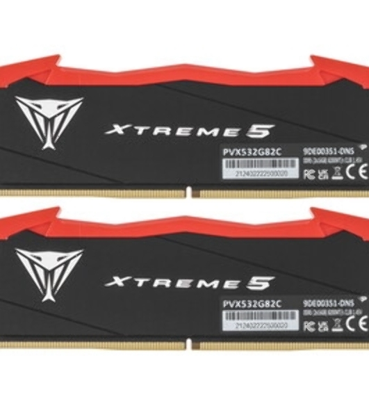 Оперативная память Patriot Viper Xtreme 5, DDR5, 32Gb (2x16Gb), 8000MHz, CL38, DIMM, с радиаторами, RGB, серебристый