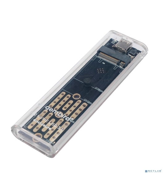 Внешний корпус Gembird EEM2-NVME-2 USB 3.1 для M2 NVME порт Type-С, пластик, прозрачный
