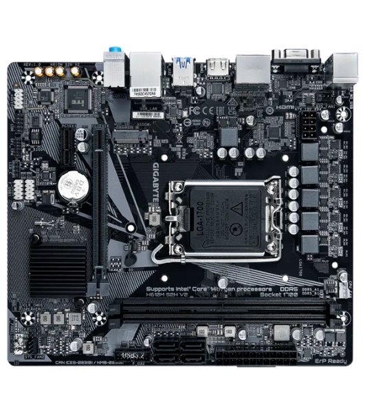 Материнская плата Gigabyte H610M S2H V2, LGA 1700, Intel H610, 2xDDR5, 4xSATA, 1xM.2, 1xPCIe 4.0 x16, 1xPCIe x1, 1xHDMI, 2xDP, 1xD-Sub, 1x 1Gb LAN, 2xUSB-A 3.2 Gen 1, 4xUSB-A 2.0, 3x 3.5 мм, 7.1, mATX