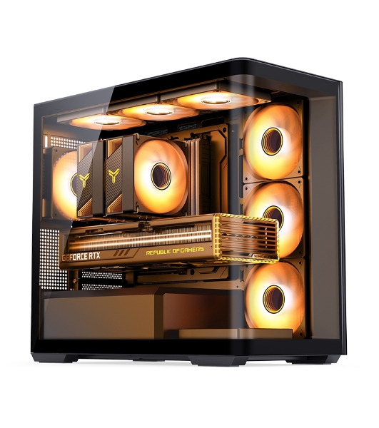 Корпус без блока питания Корпус JONSBO D300 Black MATX без БП, боковая панель из закаленного стекла, mini-ITX, micro-ATX, черный