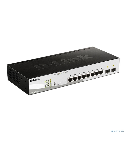 Коммутатор D-Link DGS-1210-08P/G3A, 8×1 Гбит/с PoE + 2×1 Гбит/с SFP, настраиваемый