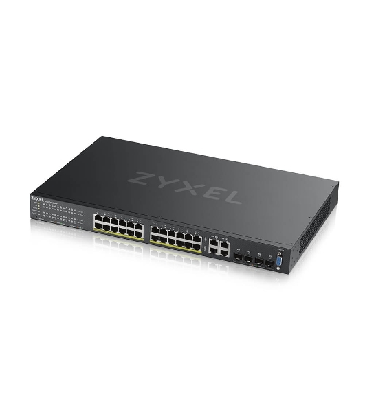 Коммутатор гибридный L2 PoE+ Zyxel NebulaFlex Pro GS2210-28HP, rack 19', 24xGE PoE+, 4xCombo (SFP/RJ-45), бюджет 375 Вт, автономное/облачное управление