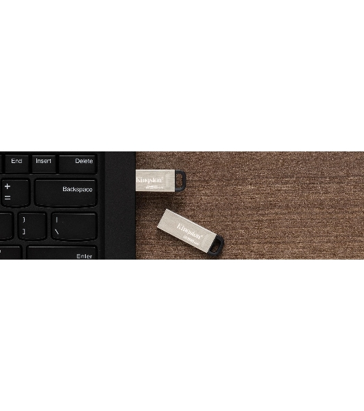 Флешка USB Kingston DataTraveler KYSON (DTKN/256GB), 256Gb, USB 3.2 Gen 1, R/W 200/60, серебристый/черный