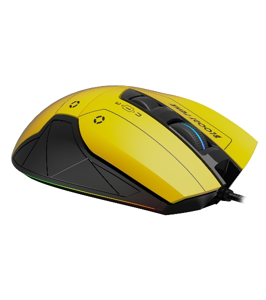 Мышь проводная A4Tech Bloody W70 Max желтый/черный, 10000 dpi, USB, кнопки - 9
